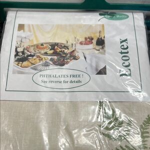Ecotex Cream Tablecloth. This looks just like fabric but wipes clean. 60x108